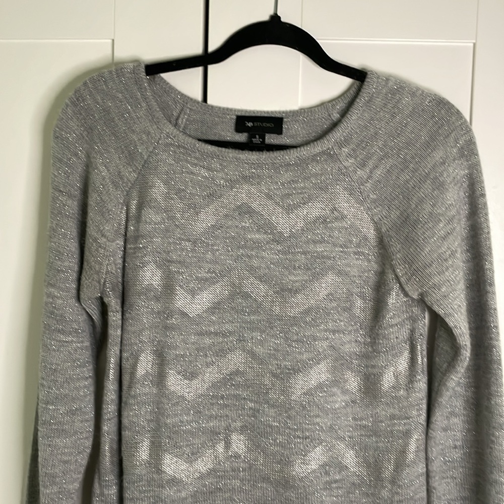AB Studio Gray Glitter Sweater - Size Small - Picture 4 of 9
